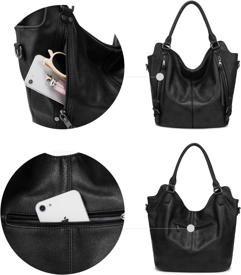 Realer Tote Bag for Women PU Leather Shoulder Bags Fashion Hobo Bags Large Purse and Handbags with Adjustable Shoulder Strap - Image 3